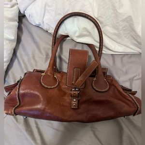 CHLOÉ Leather Vintage baguette shoulder bag (Mahogany Brown)